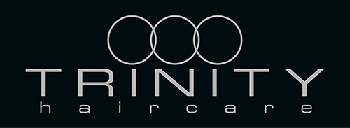 TRINITY haircare Logo mit schwarzem Hintergrund